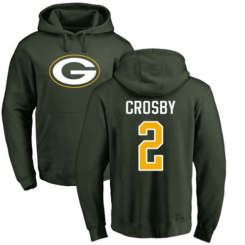 Men Green Bay Packers Green #2 Crosby Mason Name And Number Logo Nike NFL Pullover Hoodie Sweatshirts
